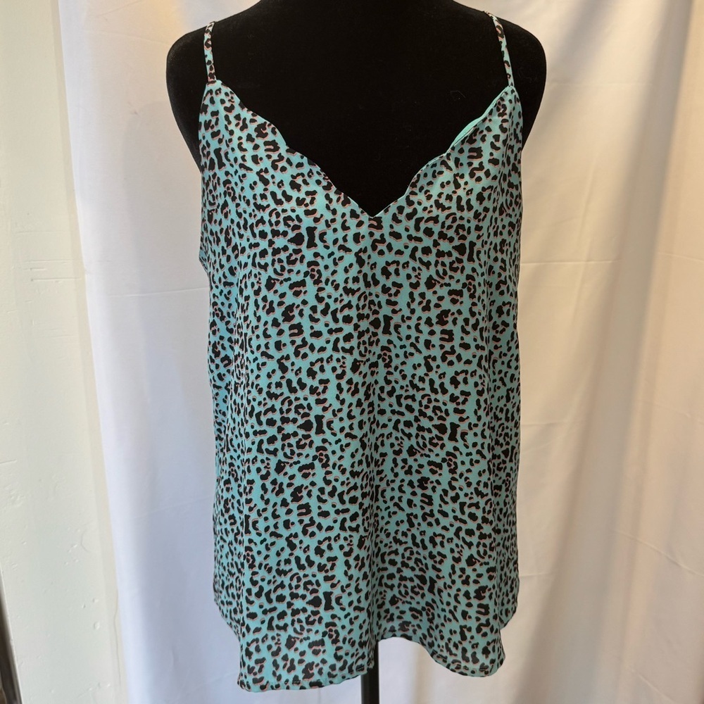 Socialite Y2K Cheetah Print Spaghetti Strap Women’s Cami Pink And Teal Sz S